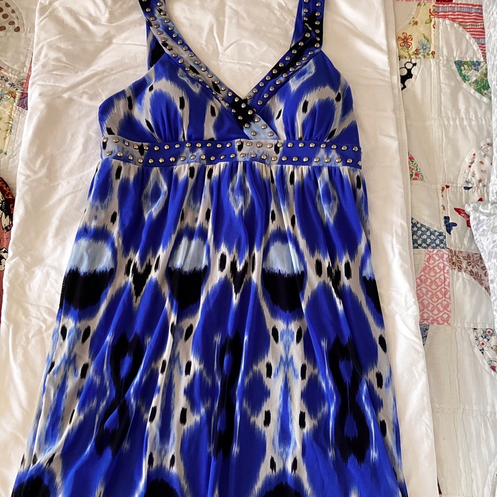 INC Blue/Black Ikat print dress Size L